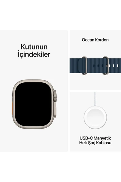 Apple Watch Ultra 2 GPS + Cellular 49mm Natürel Titanyum Kasa ve Mavi-Ocean Kordon Akıllı Saat - 8