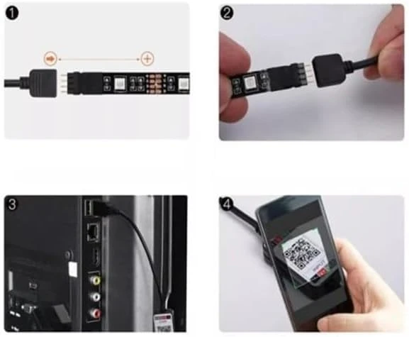 Plentiful Tv Arkası Bluetooth Rgb Usb Silikonlu Led Şerit Aydınlatma 16 Renk - 3 Metre - 4