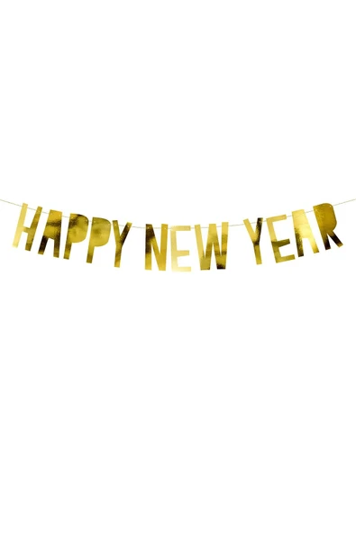 Kruvazör  Happy New Year Metalize Altın Kağıt Harf Afiş 10x90cm 1 Adet