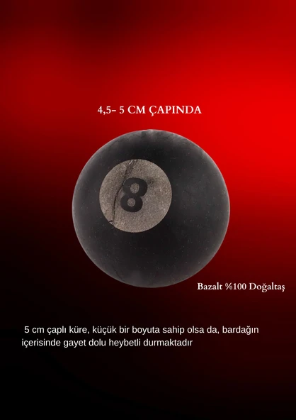 Siyah Sekiz Bilardo Topu Küre Granit Viski Taşı 1 Adet Keseli - 5
