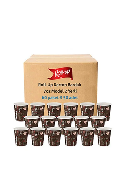Süpertrend  Roll-up Karton Bardak 7 Oz Cafe Baskılı Kahverengi 3000 Adet