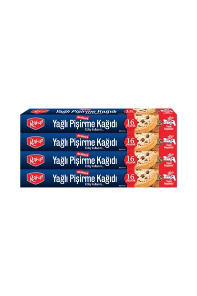 Süpertrend  Roll-up Kesilmiş Yağlı Pişirme Kağıdı 16 Yaprak 4lü Kutu Set