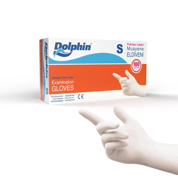 Süpertrend  Dolphin Pudrasız Lateks Muayene Eldiveni S Beden 100 Adet - Mdr