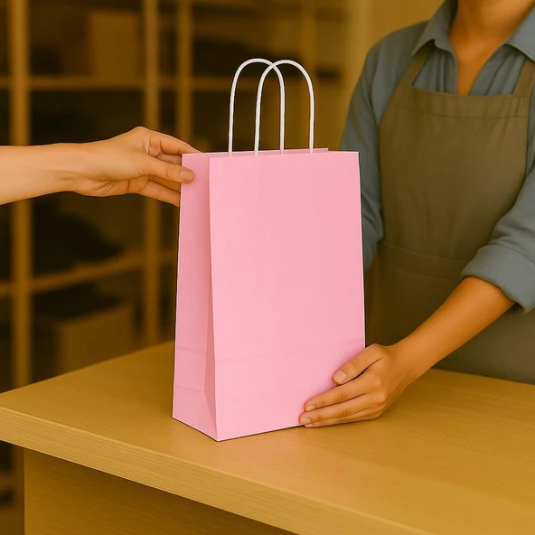 Süpertrend  Roll-up Kraft Çanta Pembe Büyük Boy 31x41cm 25li - 3