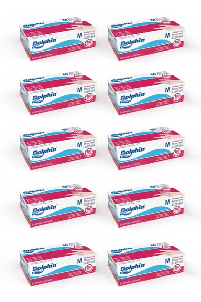 Süpertrend  Dolphin Beyaz Vinil Eldiveni Pudrasız M 100 Adet X 10 Paket