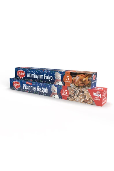 Kruvazör  Roll-up Kış Temalı 16 Yaprak Kesilmiş Pişirme Kağıdı Ve 5m Alüminyum Folyo Seti