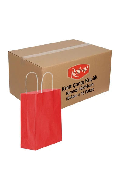 Süpertrend  Roll-up Kraft Çanta Kırmızı Küçük Boy 18x24cm 25 Adet X 16 Paket Koli