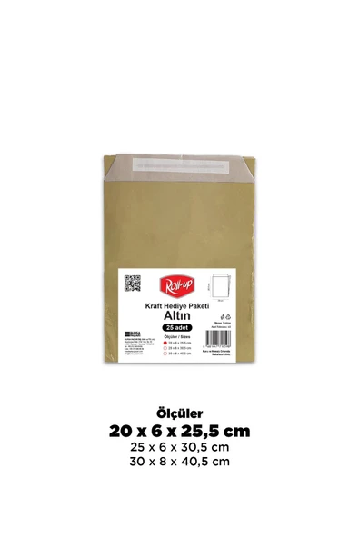 Kruvazör  Roll-up Kraft Hediye Paketi Altın 20x6x25,5x4,5 25li