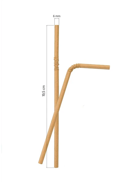 Süpertrend  Roll-up Körüklü Kraft Kağıt Pipet 6mmx19,5cm 100 Adet