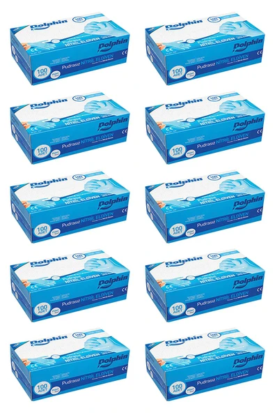 Kruvazör  Dolphin Pudrasız Mavi Nitril Muayene Eldiveni Xl Beden | 10 Paket - Mdr