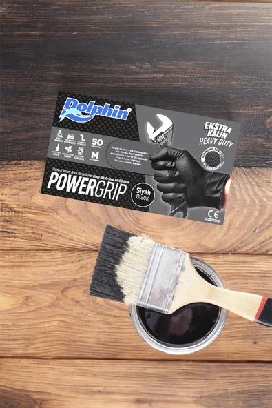 Süpertrend  Dolphin Powergrip Ekstra Kalın Siyah Nitril Eldiven Elmas Dokulu M 50 adet X 20 Paket - Koli - 3