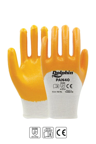 Süpertrend  Dolphin Pamuk Nitril İş Eldiveni Beyaz/sarı Pan40 10-xl 12 Çift - 2
