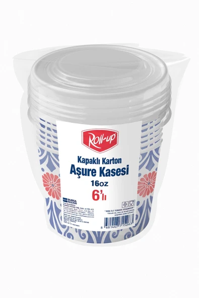 Kruvazör  Roll-up Kapaklı Karton Aşure Kasesi 6lı Set