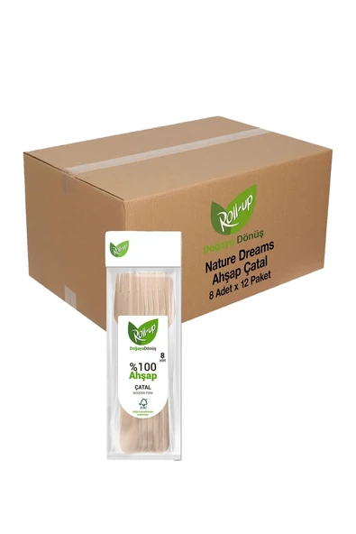 Süpertrend  Roll-up Doğaya Dönüşümlü Ahşap Çatal 8 Adet X 12 Paket