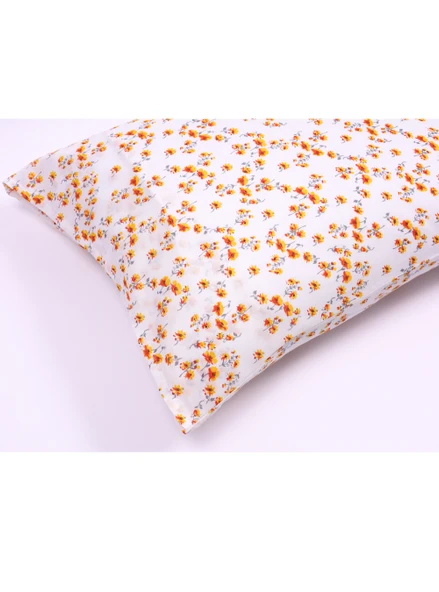 Sarı Çiçek Desenli Kapaklı Yastık Kılıfı 2'li 50x70 - 2