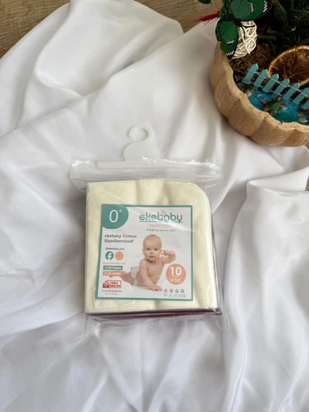 Penye Overloklu Bebek Ağız Mendili , %100 Pamuklu 28x28 cm - 12