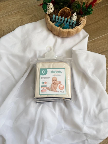 Penye Overloklu Bebek Ağız Mendili , %100 Pamuklu 28x28 cm - 3