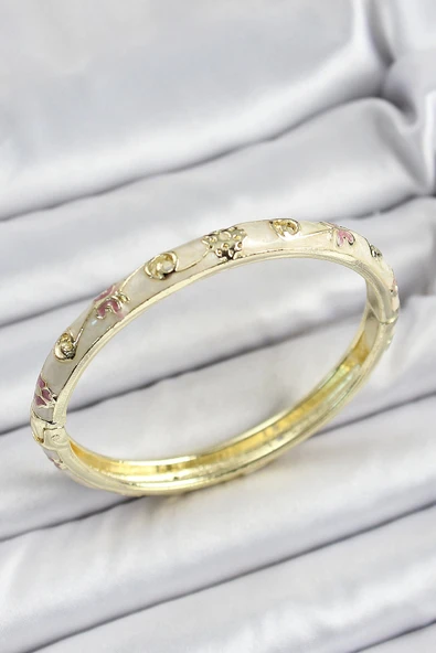 MuI MuI Mineli Pirinç Krem Renk Motifli Kadın Kelepçe ürün görseli 1