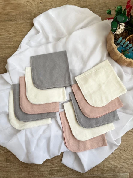 Penye Overloklu Bebek Ağız Mendili , %100 Pamuklu 28x28 cm - 10