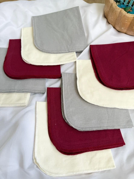 Penye Overloklu Bebek Ağız Mendili , %100 Pamuklu 28x28 cm - 5