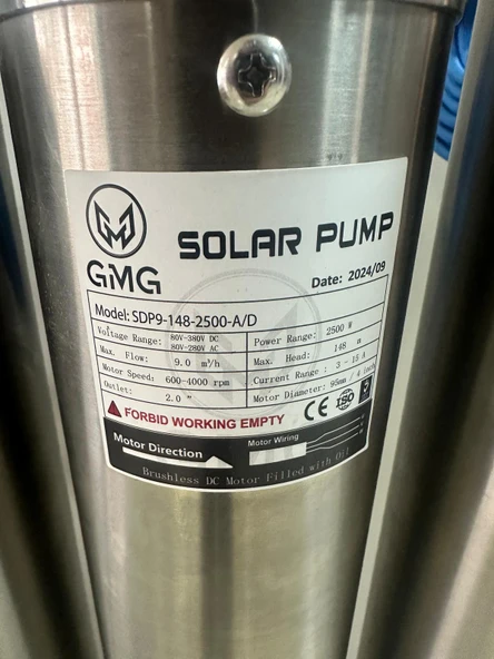 Maksimum.148 Metreden Saatte 9 Ton Su - 200V 2500W Tonajlı Derin Kuyu Solar ve Şebeke ile çalışan Dalgıç Pompa - 3