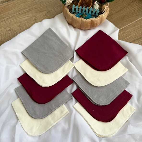 Penye Overloklu Bebek Ağız Mendili , %100 Pamuklu 28x28 cm - 4