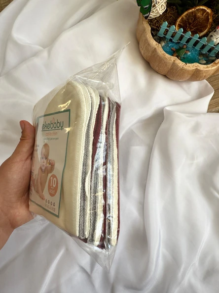 Penye Overloklu Bebek Ağız Mendili , %100 Pamuklu 28x28 cm - 7