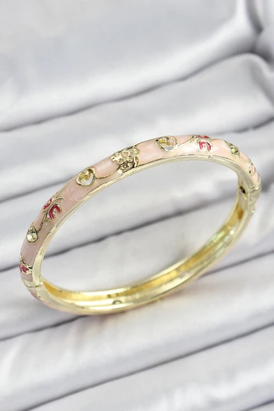 MuI MuI Mineli Pirinç Yavruağızı Renk Motif Desenli Kadın Kelepçe