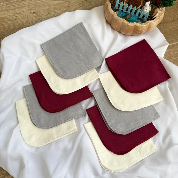 Penye Overloklu Bebek Ağız Mendili , %100 Pamuklu 28x28 cm - 9