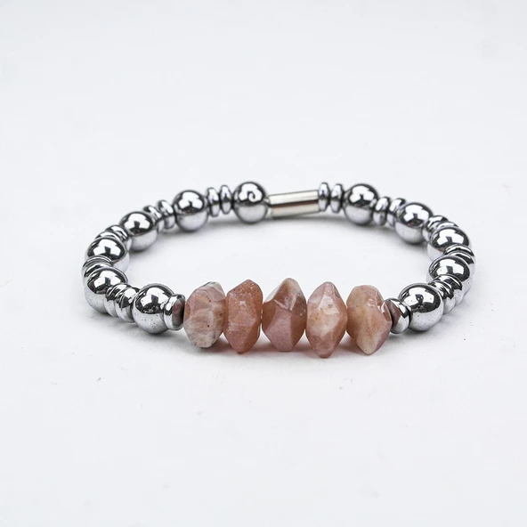 HEMATİT  TAŞI MİSİNA LASTİKLİ BİLEKLİK - Resim 2