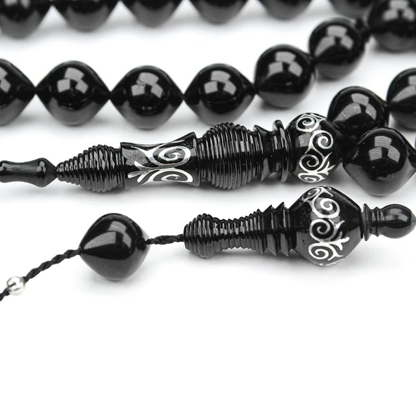 Oltu Taşı İmame Nakkaş Şalgami Kesim Tespih - Resim 3