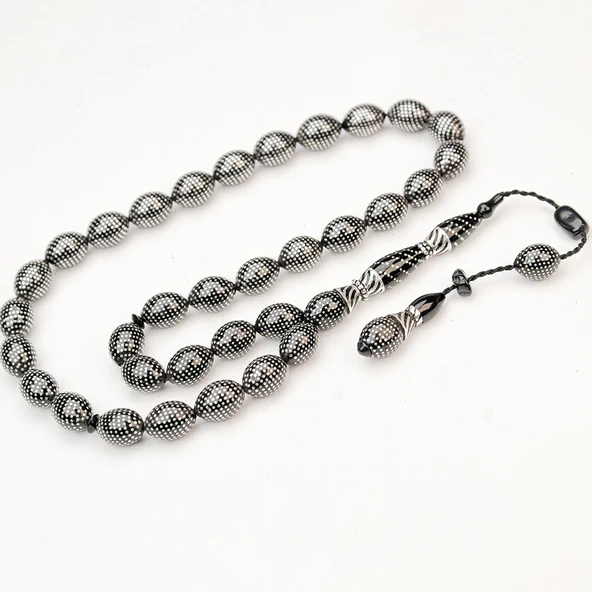 Oltu Taşı Nokta Çeşmi Bülbül İşlemeli Tespih - Resim 4