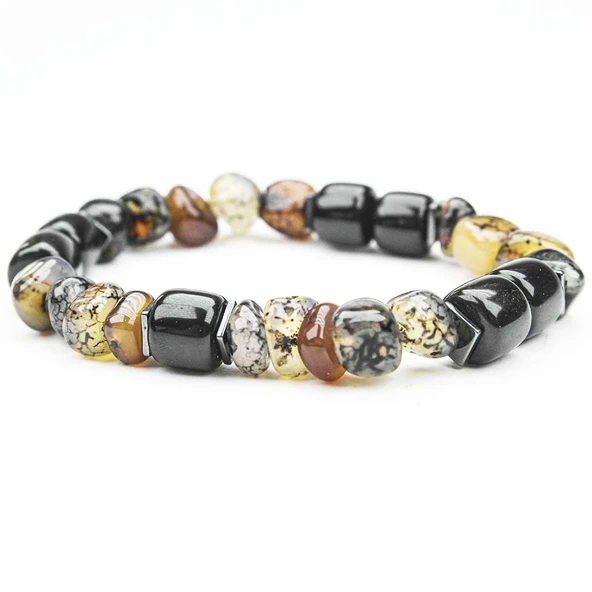 AKİK VE OLTU TAŞI  MİSİNA LASTİKLİ BİLEKLİK - Resim 2