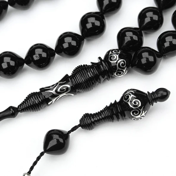 Oltu Taşı İmame Nakkaş Şalgami Kesim Tespih - Resim 2