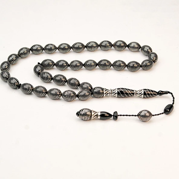 Oltu Taşı Nokta Çeşmi Bülbül İşlemeli Tespih ürün görseli