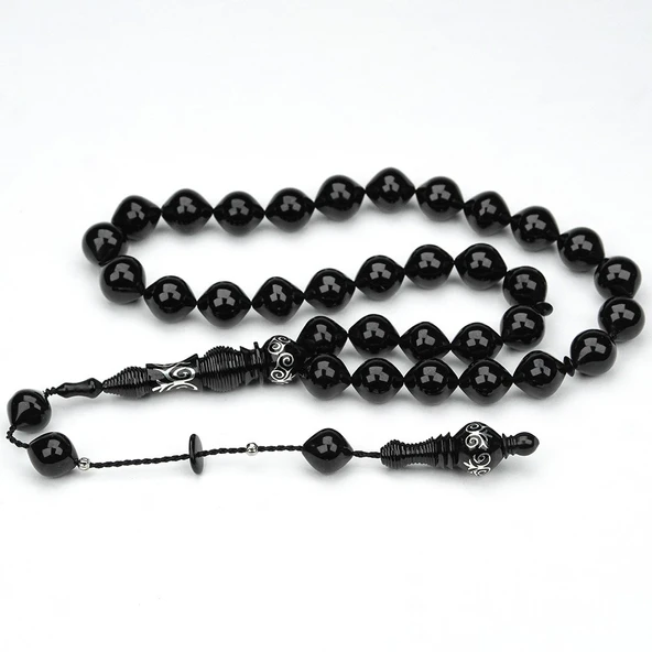 Oltu Taşı İmame Nakkaş Şalgami Kesim Tespih - Resim 4