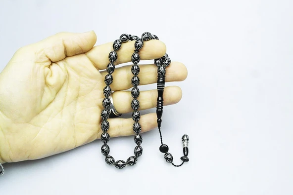 Oltu Taşı Damla Karpuz İşleme Tespih - Resim 2