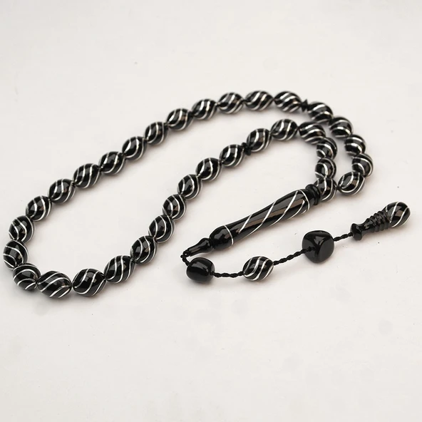 Oltu Taşı Çeşm-i Bülbül İşlemeli Tespih ürün görseli