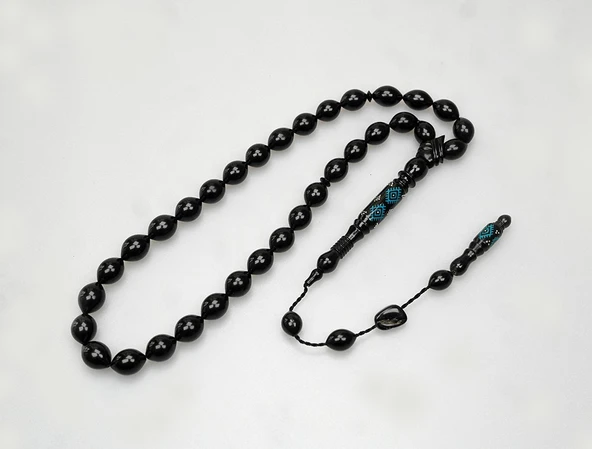 Oltu Taşı  Kilim Oyma İmame ve  Mine İşleme  Sade Tespih ürün görseli