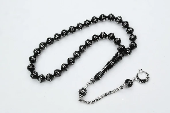 Oltu Taşı Şalgami Kesim Taç İşleme İşlemeli Tespih ürün görseli