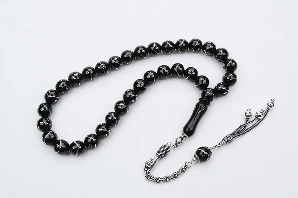 Oltu Taşı Küre Tek Zikzak Dörtlü Baklava İşlemeli Tespih ürün görseli