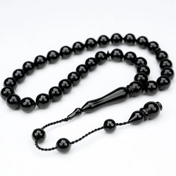 Oltu Taşı Sade Küre Kumpaslı Yapım Tespih ürün görseli