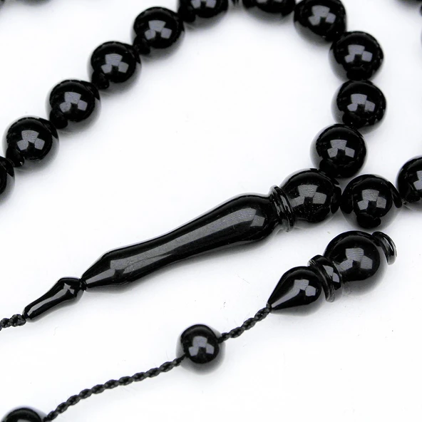 Oltu Taşı Sade Küre Kumpaslı Yapım Tespih - Resim 2