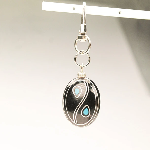 Damla Tasarım Mine İşlemeli Oltu Taşı Anahtarlık - Resim 3