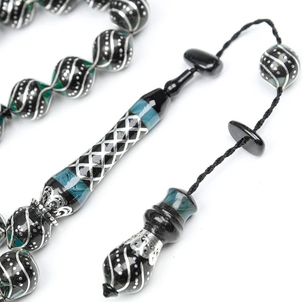 Oltu Taşı Maskot Çeşmi Bülbül İşlemeli Tespih - Resim 3