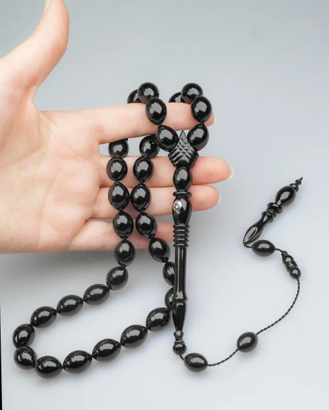 Oltu Taşı Özel Seri  Kelepçe İmame   İşçilikli Tespih - Resim 2