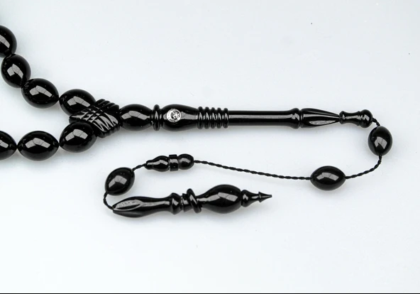 Oltu Taşı Özel Seri  Kelepçe İmame   İşçilikli Tespih - Resim 3