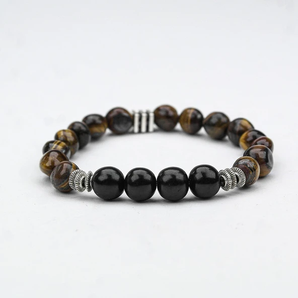 OLTU  VE KAPLAN GÖZÜ TAŞI MİSİNA LASTİKLİ BİLEKLİK - Resim 3