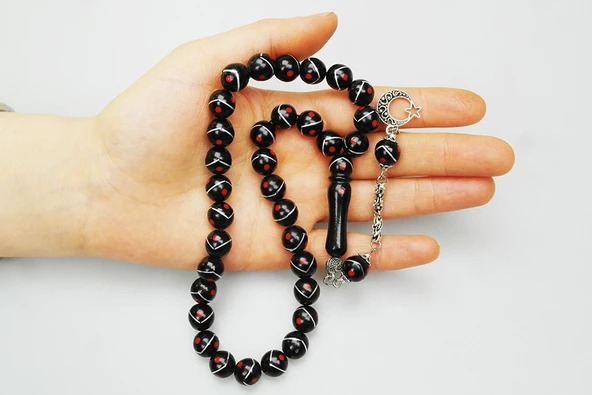 Tek Zikzak Kırmızı İşleme Tespih - Resim 3