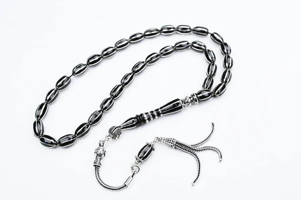 Oltu Taşı Beyzi Model Sekizli Karpuz İşlemeli Tespih ürün görseli